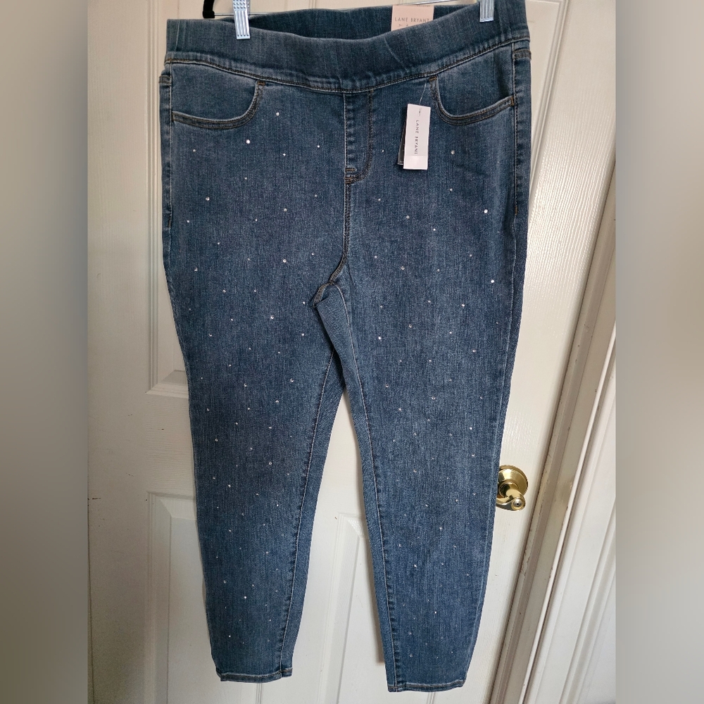 Lane Bryant High Rise Bling Embellished Women's Jeggings Plus Size 18 Pull On